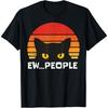 Футболка для интровертов с ретро-принтом «Ew People» и забавным черным котом