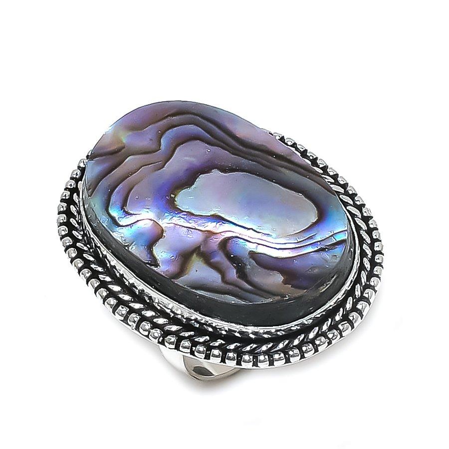 Кольцо из серебра 925 пробы с ракушкой Abalone, размер 8, A4E37