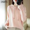 INDFS Женская мода повседневная осень-зима однотонный принт длинный рукав с капюшоном свитера