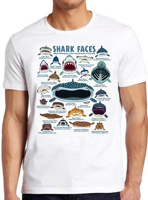 Shark Faces Weird Meme Sea Funny Meme Gift Tee Cult Movie Vintage T Shirt M860
