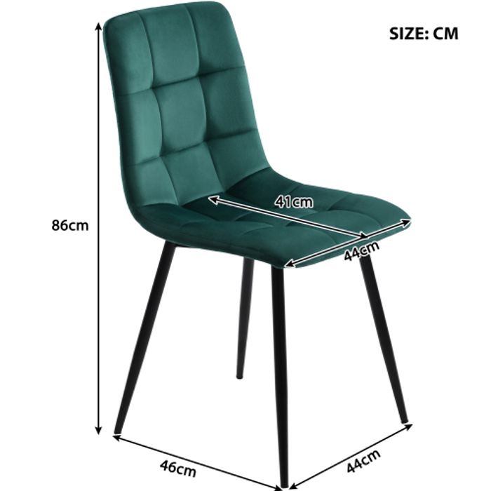 Chaise de salle à manger - MUVOE - Lot de 4 - Velours vert foncé - Design contemporain - Structure en métal