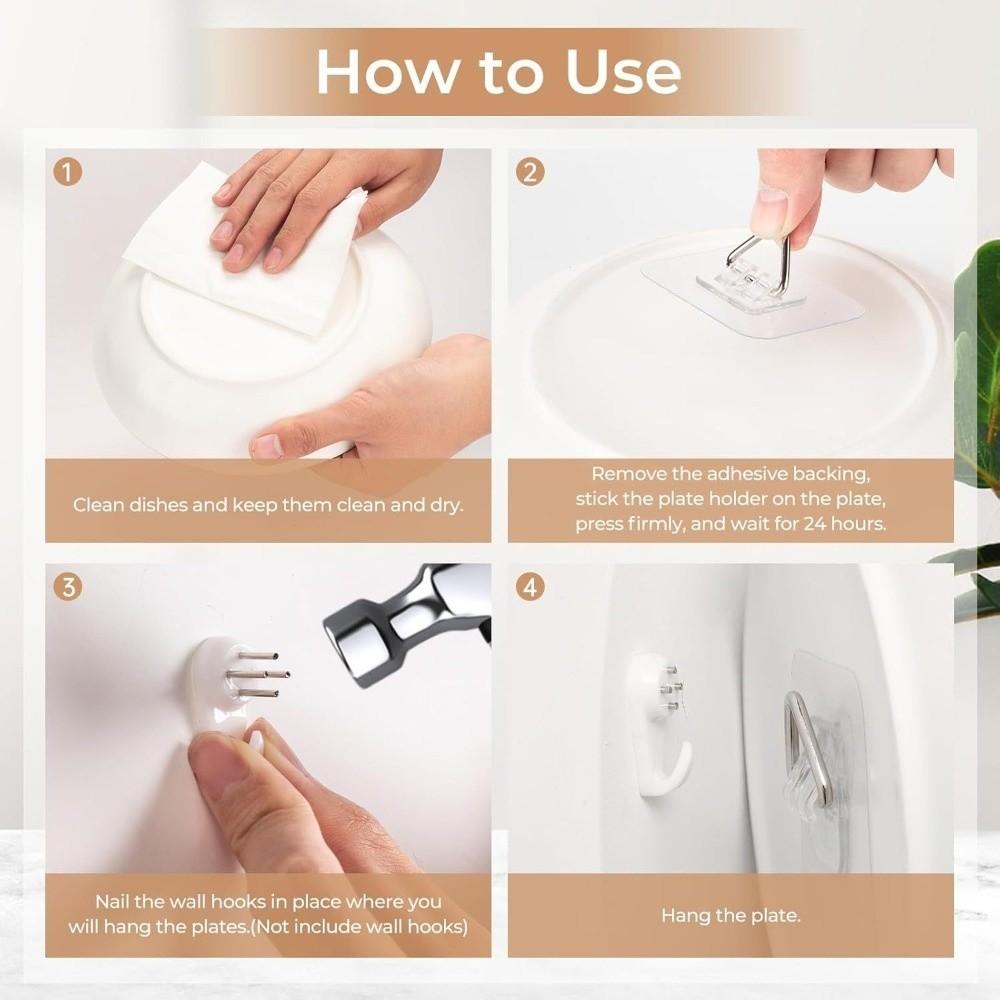 10PCS No-Drill Installation Triangular Wall Hook Traceless Plate Display Hanger Home Kitchen