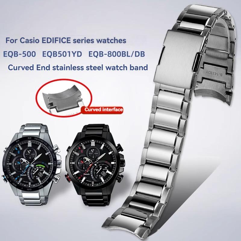 Для серии Casio EDIFICE Ремешок EQB-500 EQB-501 EQB-800 EFR-303 Цельнометаллический Изогнутый Конец Стальной Часовой Браслет Мужской 22мм Ремешок для Часов