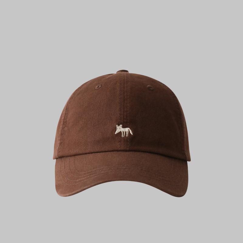 Little Fox Embroidered Baseball Cap Men's and Women's Spring and Summer Couples Sunscreen Sun Hat Soft Top Big Head Circumference Peaked Cap