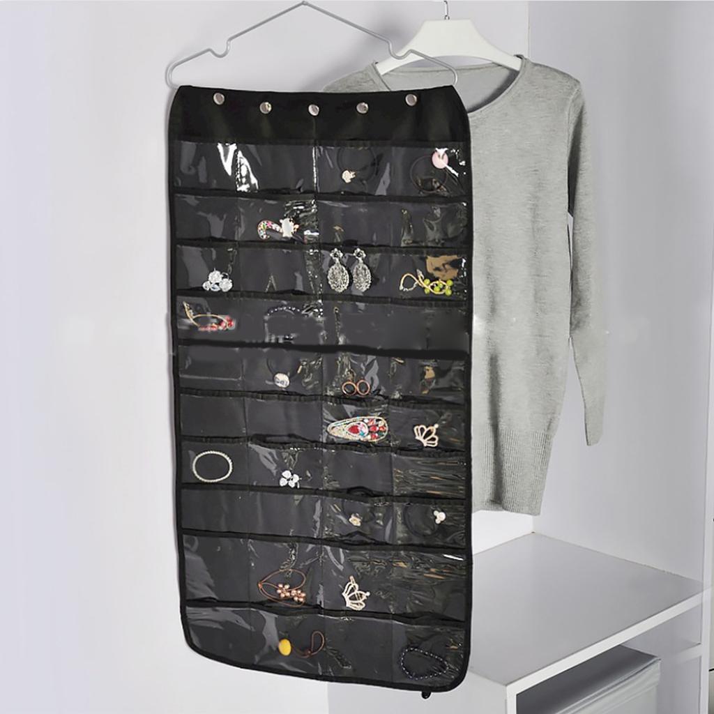 Пылезащитный подвесной органайзер для украшений, двусторонний мешок для хранения украшений для колец, серег, ожерелий, браслетов, прочный