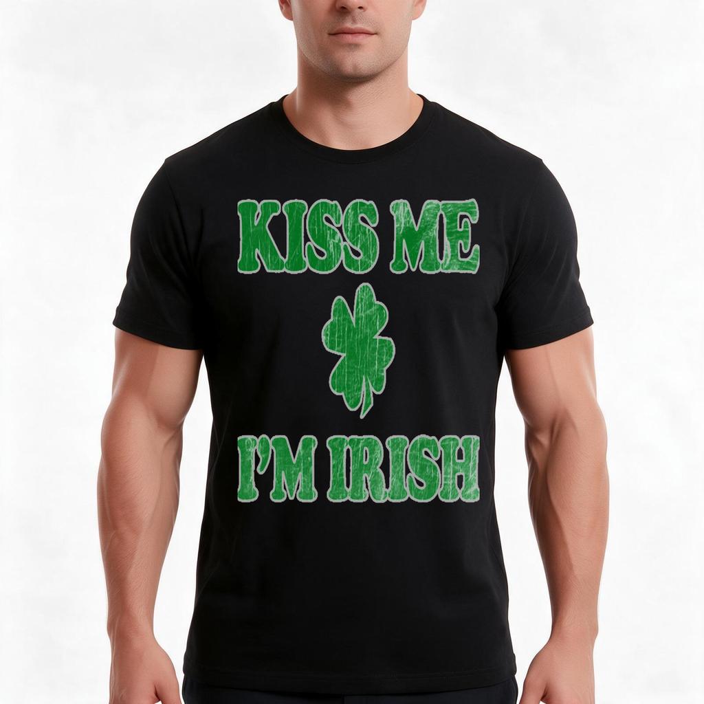 Kiss Me Im Irish Tshirt Summer Casual Cotton Tee Oversized Streetwear Tops Vintage Graphic Print Loose Fit Short Sleeve