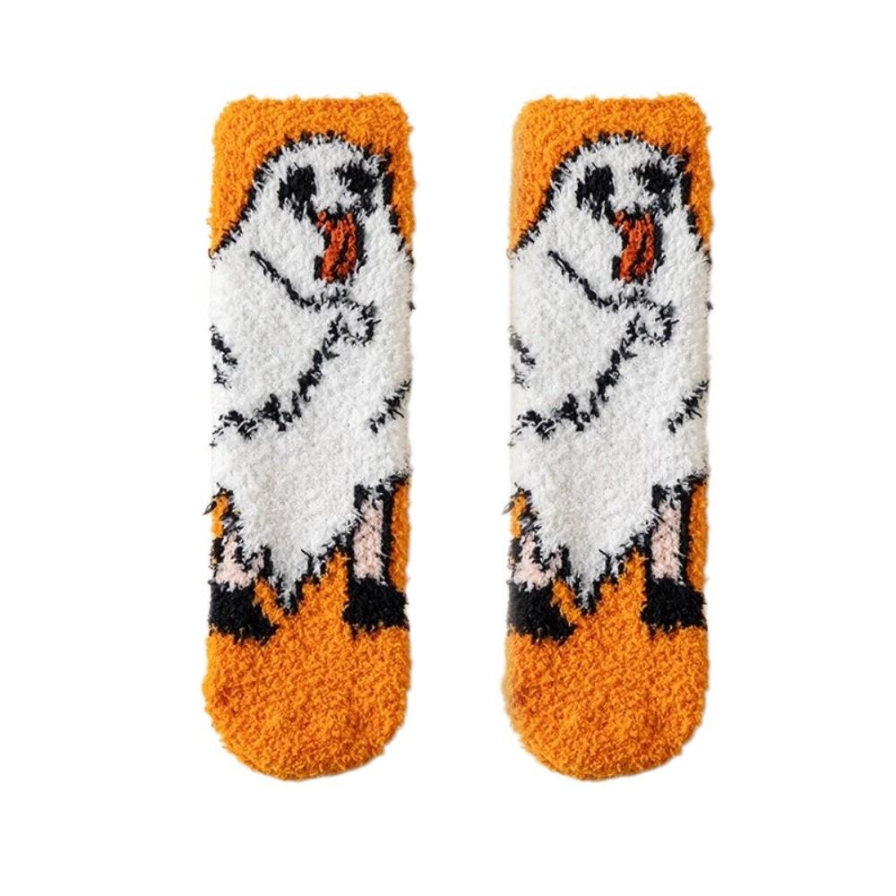 Soft Halloween Socks Elastic Winter Floor Socks Bat Coral Fleece Socks Hallowmas Gift