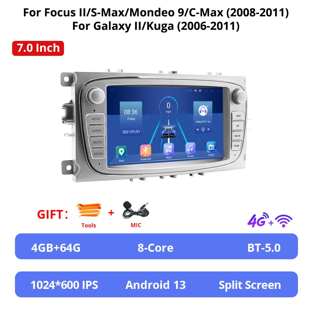 NAVIGUIDE 7'' Android For Ford Focus II S-Max Mondeo 9 C-Max 2008-2011 For Galaxy II Kuga 2006-2011 Car Multimeida Player NO DVD