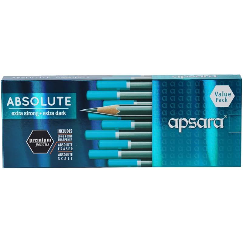 Карандаш Apsara Absolute, Шестигранный корпус для надежного захвата, Очень прочный и легко затачивается, Для красивого почерка, Точилка в комплекте