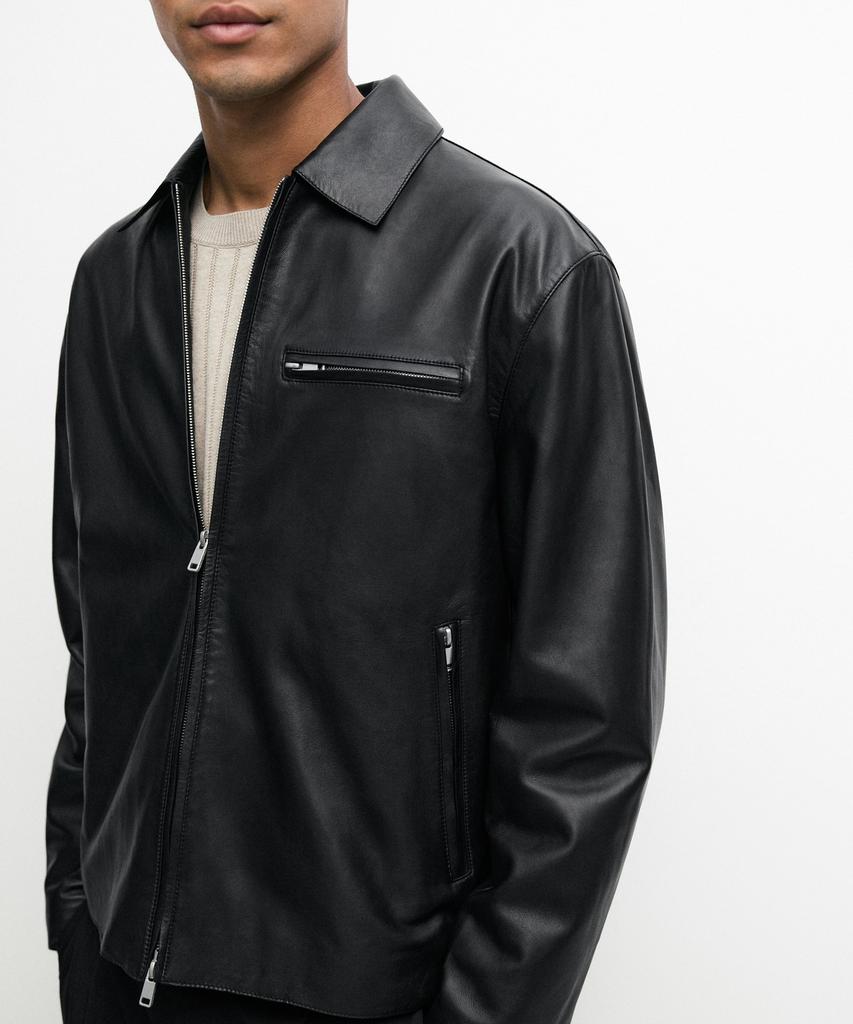 Кожаная куртка Massimo Dutti с карманами из кожи наппа