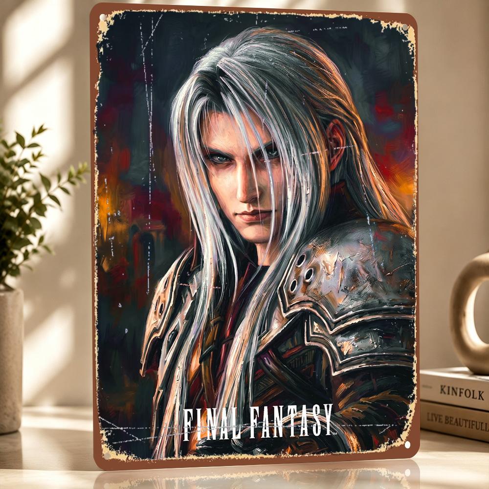 Sephiroth Final Fantasy Painting D Printed Texture Poster Personalized Wall Art Retro Metal Tin Signs for Room Decoration Man