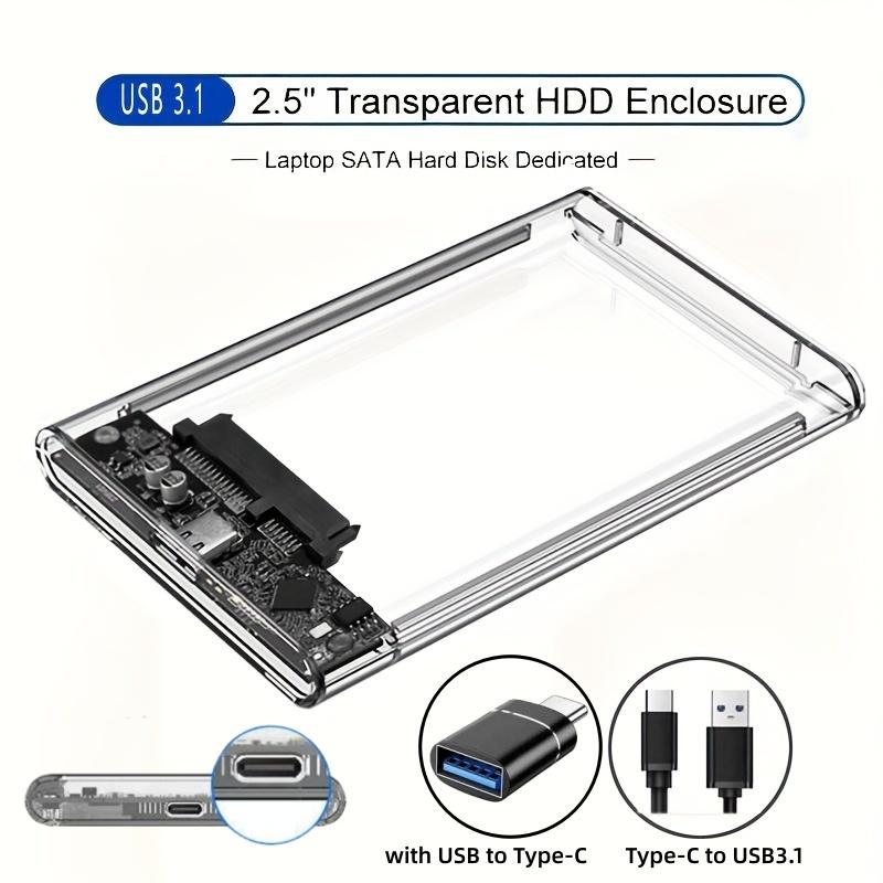 Xiaomi 2.5-inch Mobile Hard Drive Enclosure USB 3.0/Type C HDD Case for 9.5mm 7mm SATA III II I, Support UASP High Speed, Tool-Free
