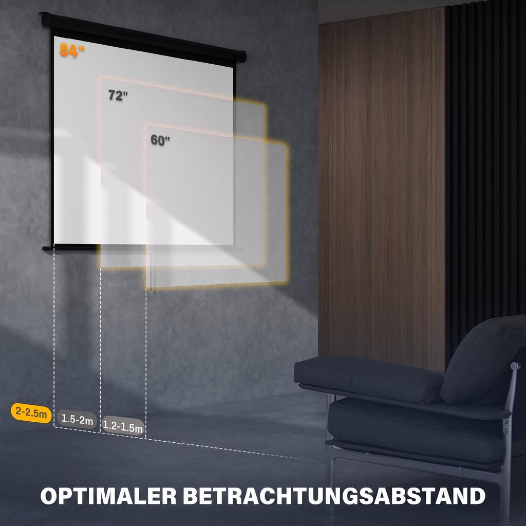 Projector Screen 171 x 128 cm 84 Inch 4:3 HD 4K, Plastic and Metal, Home Cinema