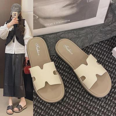 Женские тапочки на плоской подошве в стиле ретро, лето 2025 г. — мягкая подошва, однотонный дизайн, идеально подходят для отдыха на природе и пляжа.