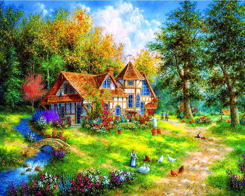 Алмазная живопись утки цветы кошка стразы 5D DIY Алмазная вышивка полный набор небесный пейзаж вышивка крестиком Алмазная мозаика подарок ручной работы