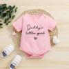 Baby Print Cotton Bodysuit “Daddy's Little Girl“ Pink Short Sleeve Jumpsuit Onesie