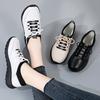 Spring and Autumn PU Leather Tendon Sole Shoes Women's Wear-Resistant Flat Casual Cowhide Middle-Aged and Elderly Mom Shoes