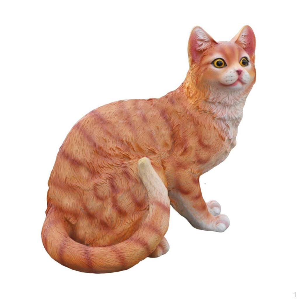 Фигурка кошки, статуэтка из смолы, текстурированное украшение для садоводов, сада, патио, гостиной, белая