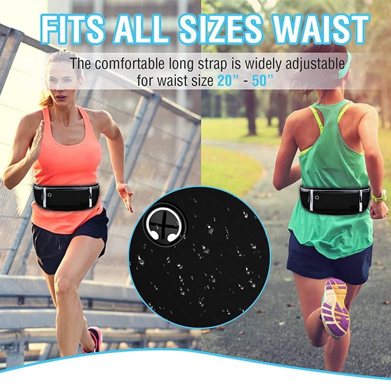 Waterproof Running Waist Belt Adjustable Unisex Elastic Slim Phone Holder for Outdoor Sports Travel and Hiking