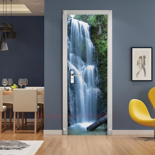 Растение, джунгли, пейзаж, наклейки на дверь, украшение для спальни, ванной комнаты, комната для мальчиков и девочек, оконная стена, 3d обои, вход, постер, фреска