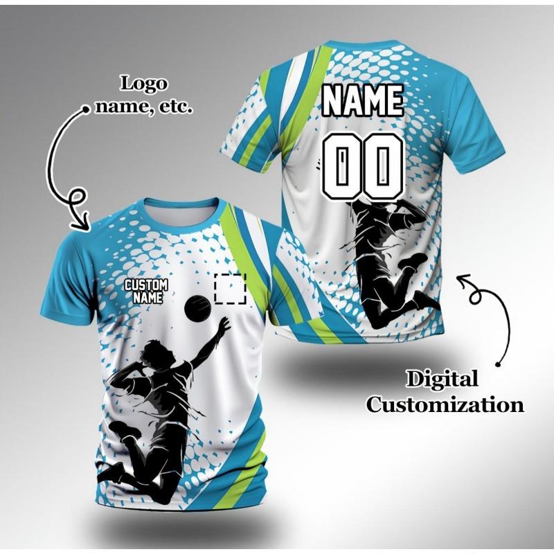 3D Printed Volleyball Jerseys T-shirt For Men Customized Graphic T Shirts Fashion Casual