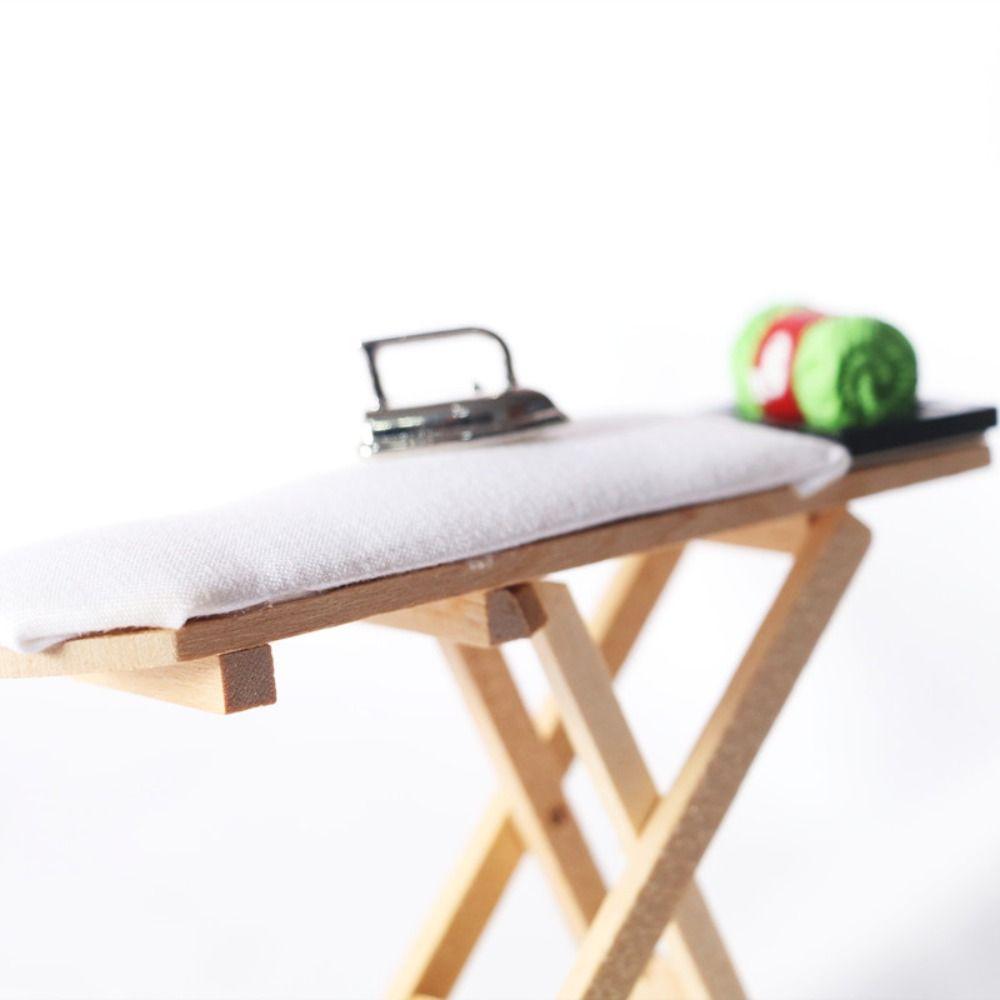 Смола Кукольный домик Миниатюрный Деревянный Гладильный Стол Металлический Кукольный домик Миниатюрная Мебель Девочки