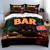 Black cat, bar theme. Bedding sets Duvet cover sets Duvet covers Pillowcases(1 * Duvet Cover 2 * Pillowcases without duvet insert)