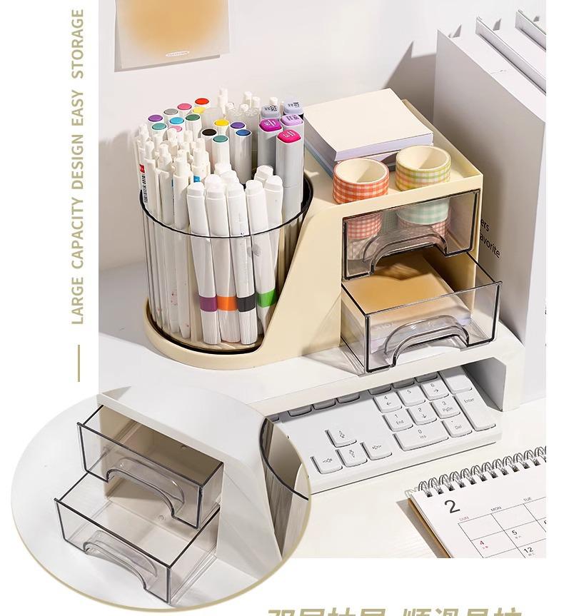 360° Rotating Pen Holder: Luxurious, Multifunctional, Large-Capacity Desk Storage for Students and Offices