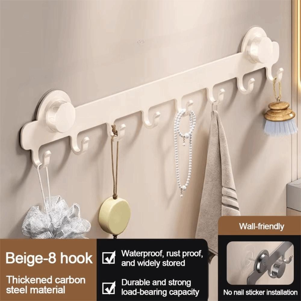5/6/7/8-Hook Suction Door Cup Hook Waterproof Hanging Coat Rack Bathroom