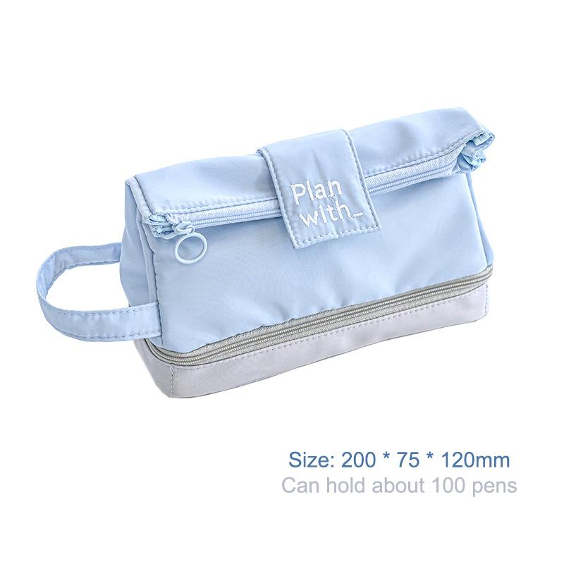 Складная двухслойная сумка для ручек Креативная простая сумка для ручек Большая вместимость Сумка для хранения канцелярских товаров Студенческий пенал Подарки