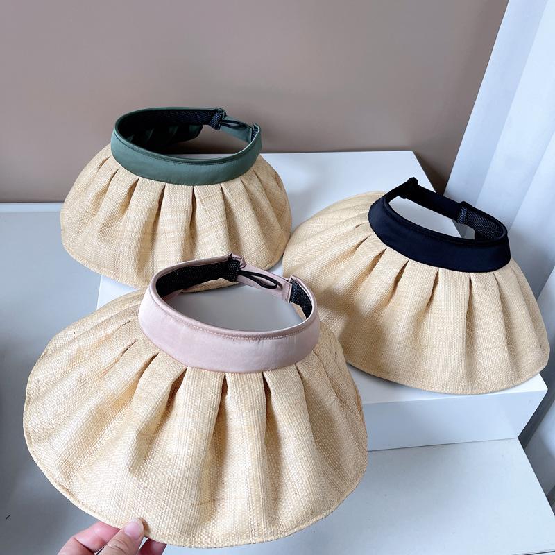 Высококачественная шляпа из лафита, женская летняя солнцезащитная пустая шляпа с имитацией солнца, соломенная шляпа с УФ-подкладкой, уличный праздничный солнцезащитный козырек