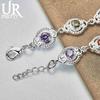 925 стерлингового серебра Шарм Цвет ААА Циркон Браслет Модные свадебные украшения