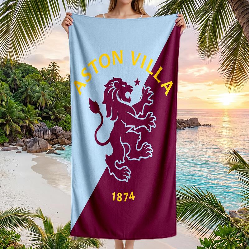 Aston Villa Football Beach Towel Soft Microfiber Summer Towel Quick Dry Absorbent Towel for Beach Swimming Pool Travel