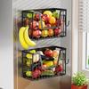 Folding Metal Storage Basket Wire Shelf Fruit Potato and Onion Storage Bins Fridge Side Basket Magnetic Spices Rack