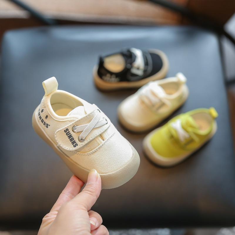 Детская модная парусиновая обувь Мягкая повседневная обувь для детского сада Обувь на шнуровке для мальчиков и девочек Туфли на плоской подошве Белые туфли 2024 Весна Осень Новинка