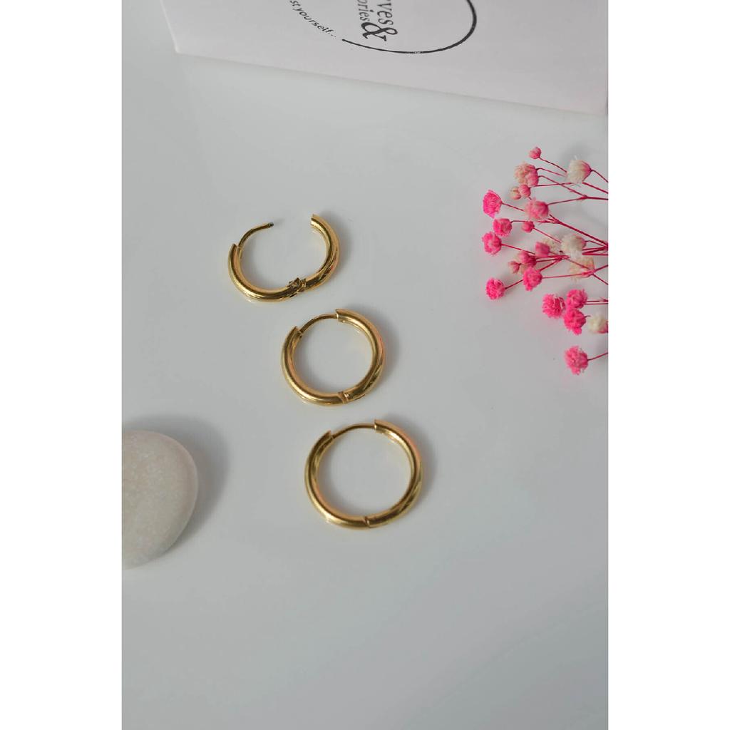 Набор стальных серег-колец из 3 предметов золотого цвета