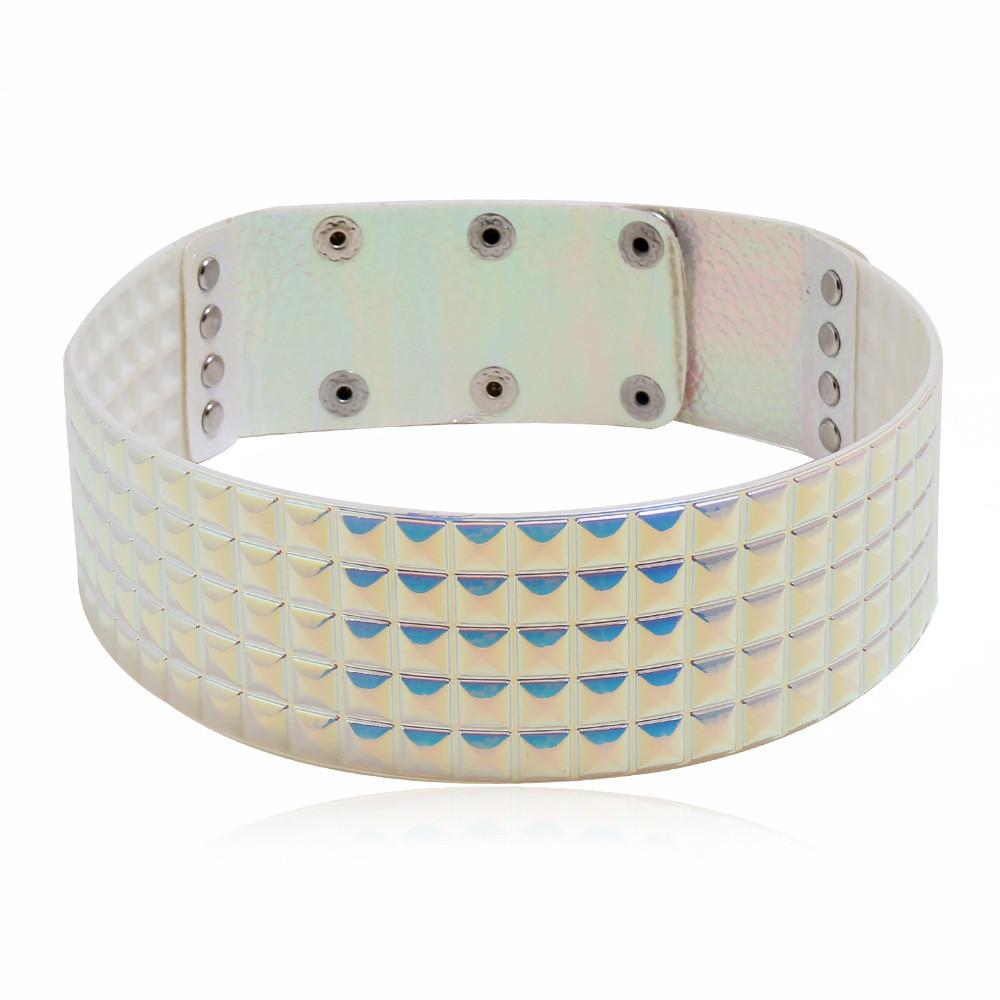 Metal Inspired Folk Choker Necklace With Geometric Design For Festival Wear