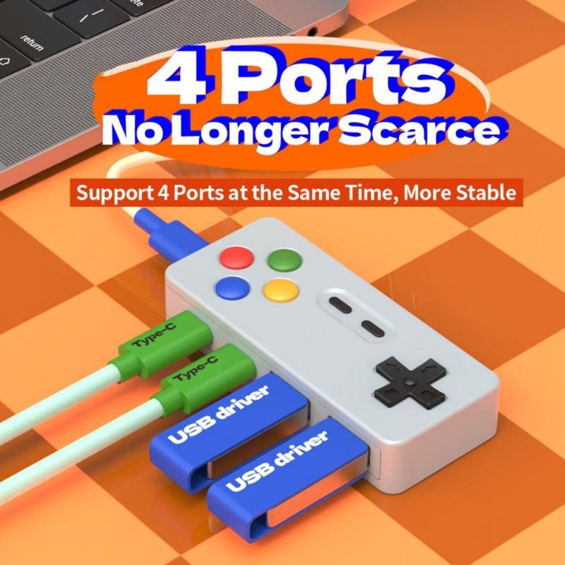 Creative Gamepad USB Hub with 2 Type C and 2 USB Port Converters for PC, Laptop, and TV Connectivitys