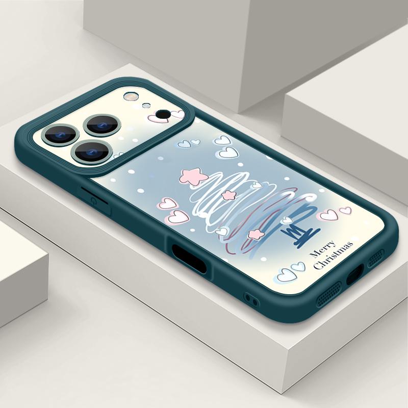 Ударопрочный мягкий силиконовый чехол из ТПУ Funda для iPhone 17 Air 16e 16 15 14 Pro Max 13 17 Pro Max 17 Pro 17 Air Синий чехол с рисунком рождественской елки
