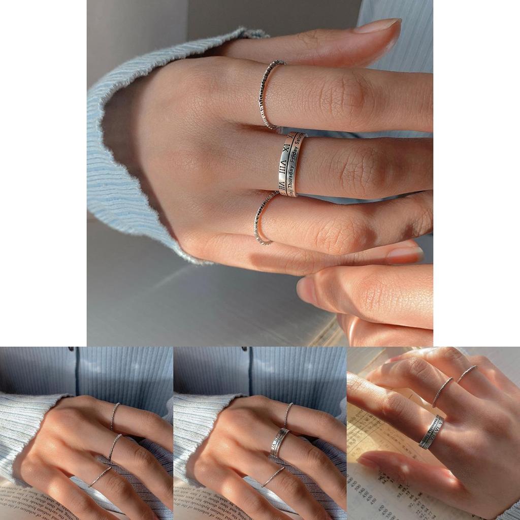 Уникальное открытое кольцо из серебра 925 пробы с ретро-римскими цифрами, идеально подходящее для стильных женщин