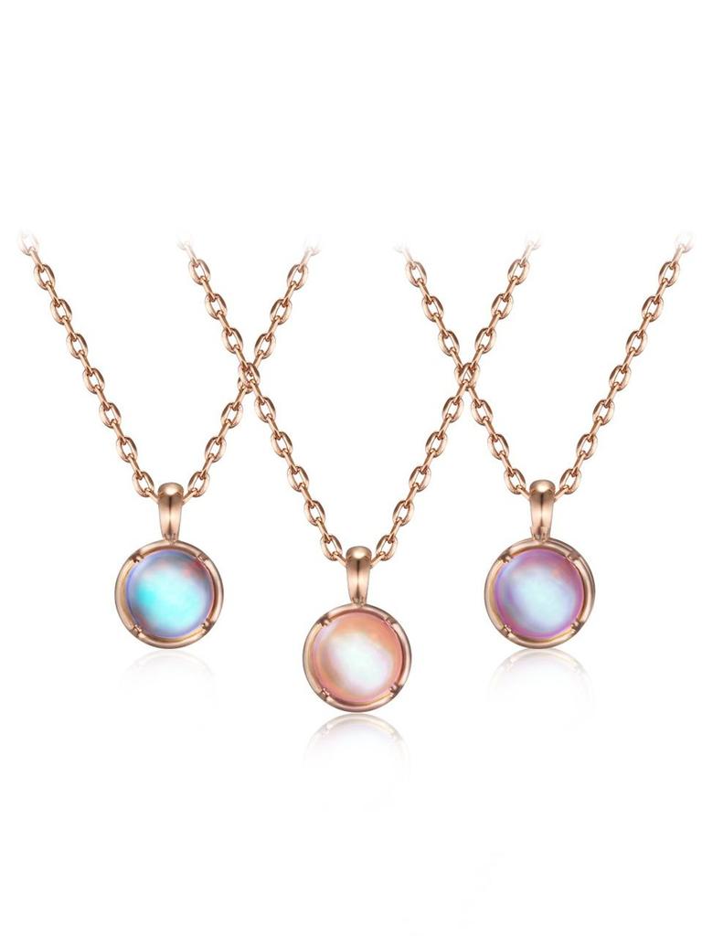 14K GP Moonstone Simple Round Necklace ELBRNN219