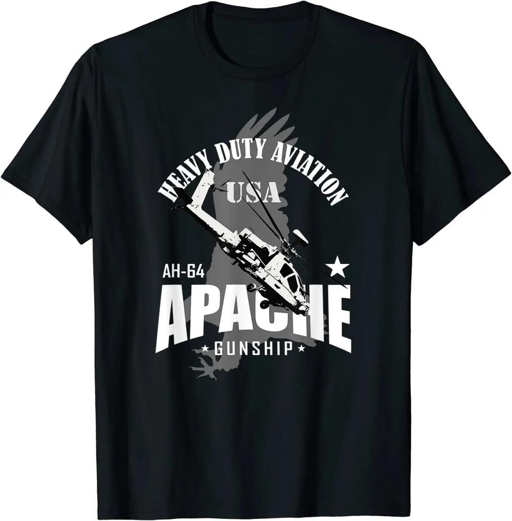 Футболка с изображением ударного вертолета Армии США AH-64 Apache. Новая повседневная мужская футболка с коротким рукавом и круглым вырезом из 100% хлопка Топ ...