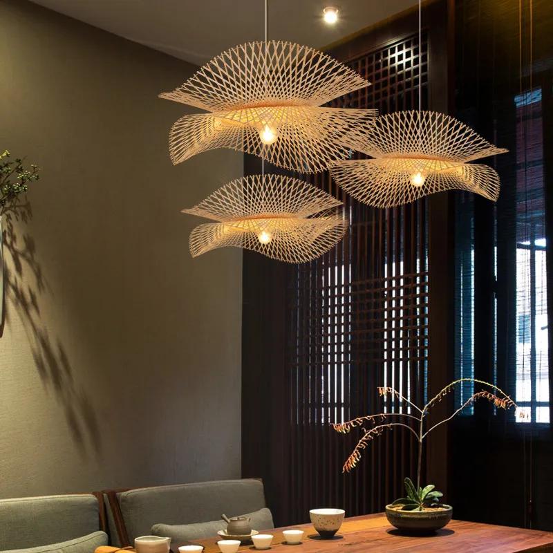 Modern Bamboo Pendant Lights Style Handmade Hanglamp Lighting Kitchen Island Pendant Lamp Restaurant Chandeliers Luminajavascript:ire
