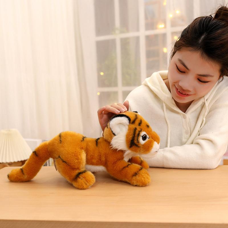 Simulation Little Tiger Doll Cute Sitting Position White Tiger Plush Toy Doll Children's Rag Doll Sleeping Pillow Gift
