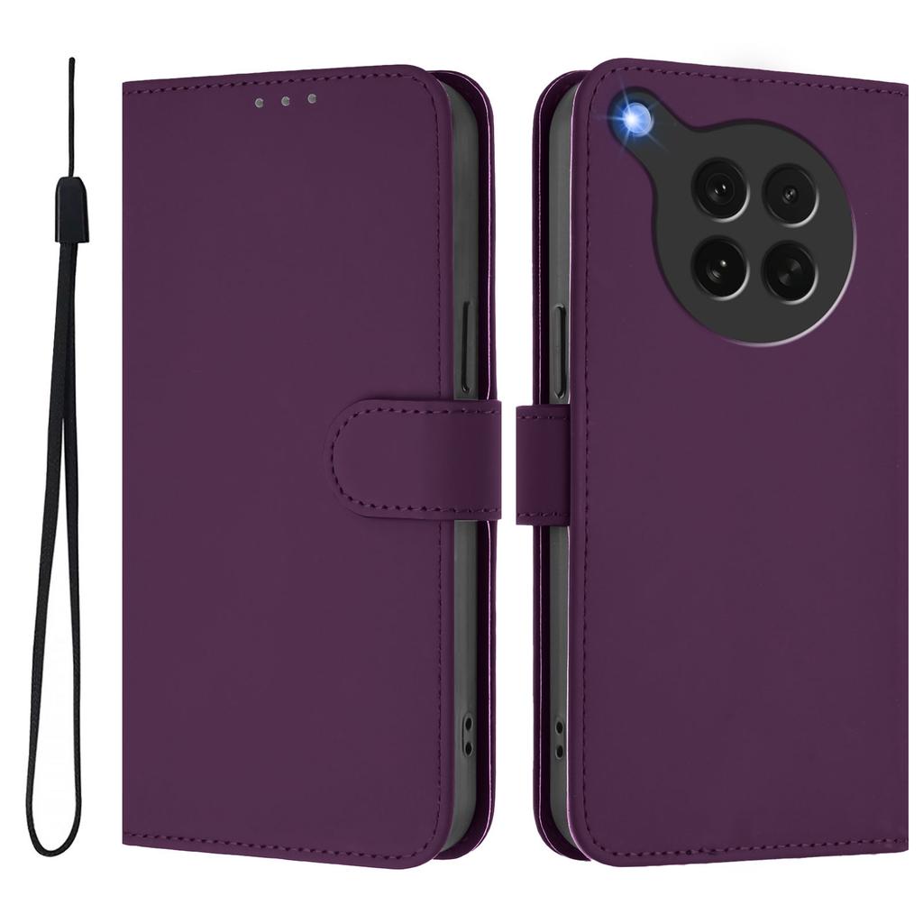 For Oppo Find X8s 5G Case Solid Color Wallet Leather Phone Cover with Strap