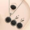 Black Shining Jewelry Set: Fashionable Ring, Necklace, and Earrings