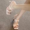 Stepping On Shit Sandals Femininity Socialite Word with Soft Sole White 2025 New Summer Slippers High Heel Sandals