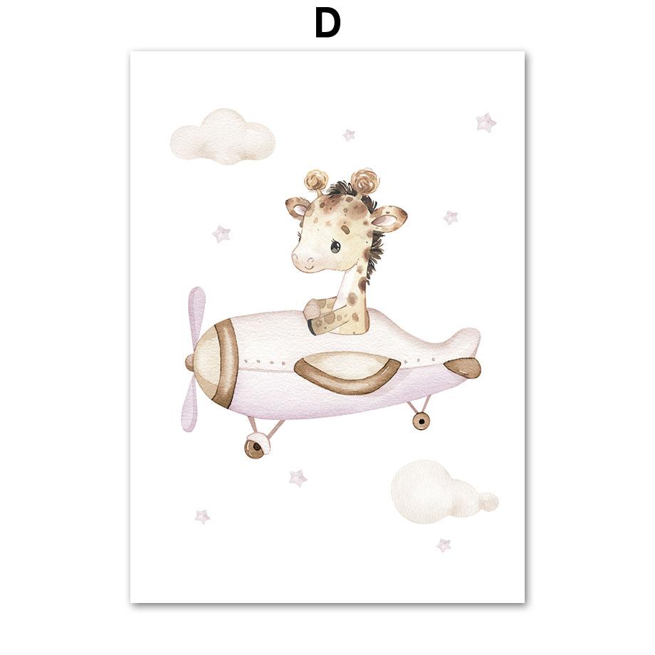 Летающие животные самолет воздушный шар дирижабль детская настенная живопись на холсте плакат на скандинавскую тему и принт девушка комната домашний декор