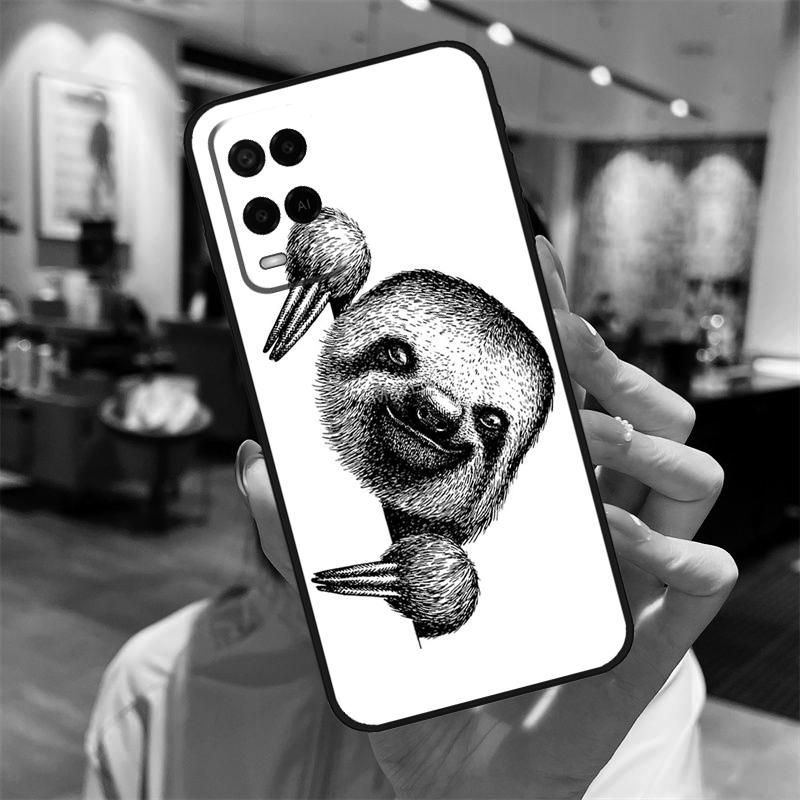 Милый Кавайный Чехол с Лицом Ленивца Для Oppo A17 A77 A80 A40 A60 A98 A78 A18 A38 A58 A16 A76 A96 A74 A94 A54 A57S A15