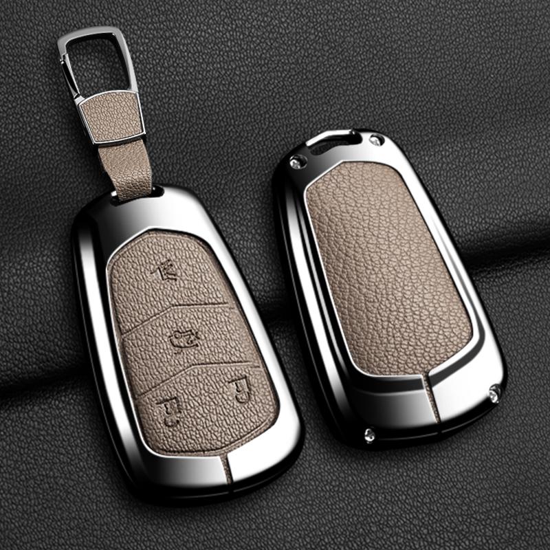 Car Key Case Cover For Cadillac Xt5 XTS CTS SRX ATSL XT4 CT6 ATS Escalade ESV DTS ELR STS 2014-2018 Zinc Alloy Leather Keychain AGY1